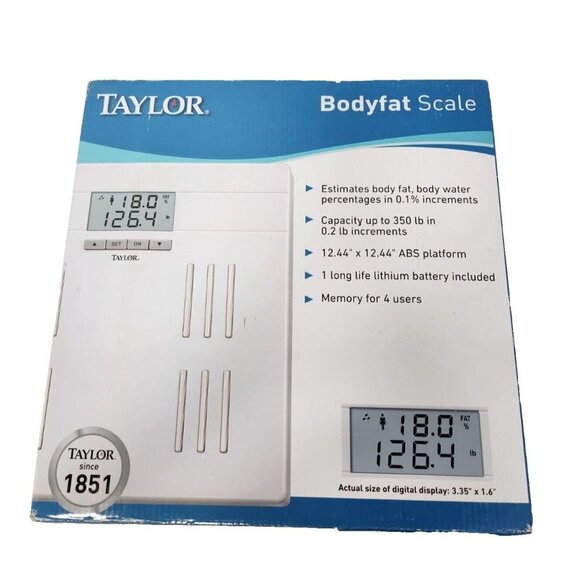 Taylor 5593FC Body Fat Body Water Scale LCD Digital Display 350 lb Capacity NEW - Picture 1 of 8